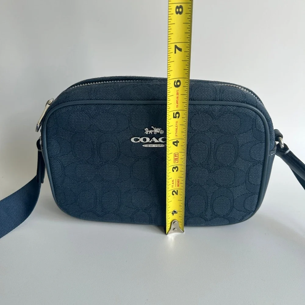 Coach Mini Jamie Camera Bag Blue Signature Jacquard Crossbody CT861